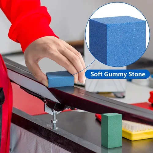 Miniatura 6 de Bloque abrasivo de goma gomosa, 2 piezas, piedra suave de goma para snowboard, piedra de esquí de snowboard para eliminar el óxido y las rebabas