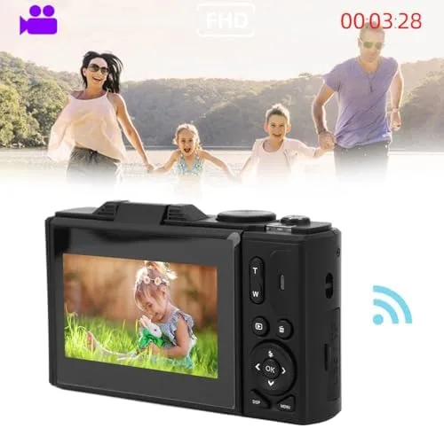 Miniatura 9 de Zunate Zunateyk6vg30wnx-12 - Cámara digital retro de 64 MP, cámara de vlogging 4K UHD vintage con zoom de 18X, enfoque automático, pantalla abatible