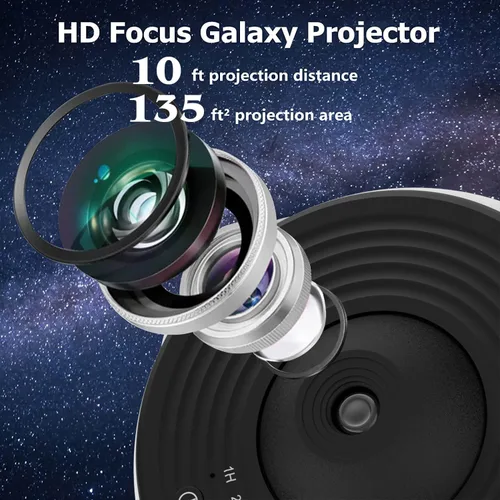 Miniatura 2 de Proyector de galaxia para dormitorio, proyector Rusoso Star, 13 discos de película, proyector planetario para niños, rotación de 360 °