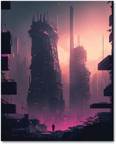 Miniatura 6 de My Vinyl Story Póster impreso de Ciudad Cyber Punk City para decoración de pared, arte de pared moderno, decoración estética, impresiones de 16 x 20