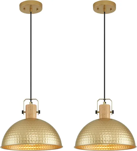 Miniatura 18 de Luces Colgantes Azules de 12 Pulgadas Martilladas Mate, Luces Colgantes para Isla de Cocina Estilo Industrial Granja, Altura Ajustable, Lámparas