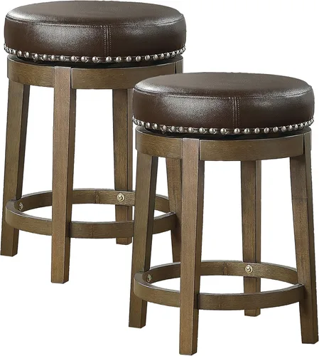 Miniatura 17 de Lexicon Blueridge Taburete giratorio de altura de comedor (juego de 2), 19.5 pulgadas SH, negro