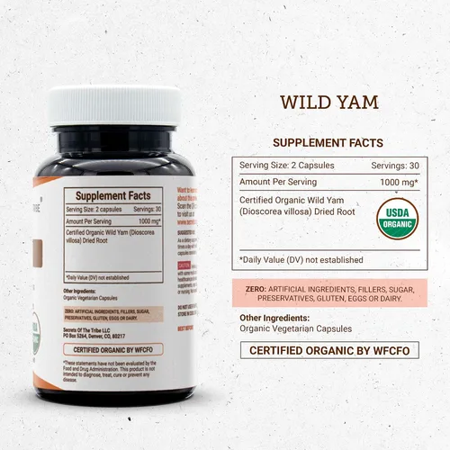 Miniatura 4 de Secrets of the Tribe Wild Yam USDA Organic 60 cápsulas Fabricado con cápsulas vegetarianas orgánicas y ñame silvestre cultivado responsablemente
