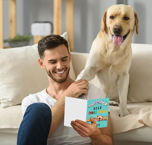 Miniatura 4 de D24TIME Divertida tarjeta del día del padre para perro papá, tarjeta del día del padre de 4 x 6 pulgadas para hombres, tarjetas con sobre de perro