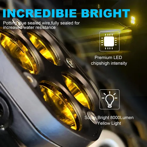 Miniatura 8 de Nicoko Luces antiniebla LED de 3 pulgadas de color amarillo y ámbar – 40 W/4000 lm, luz de trabajo de conducción – IP68 impermeable para automóvil