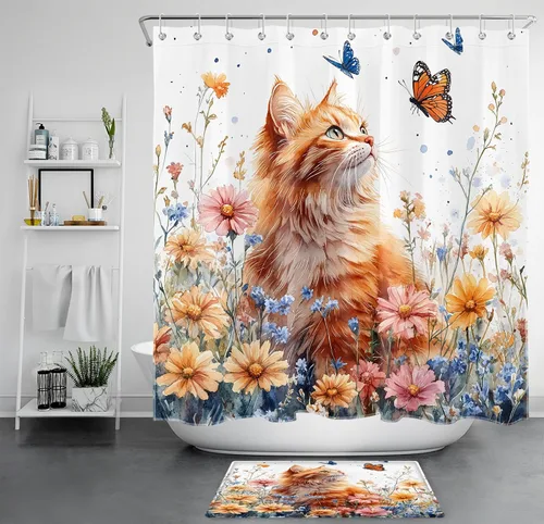 Miniatura 47 de LB Get Naked - Cortina de ducha pequeña de 48 x 68 pulgadas, forro de cortina de ducha de tamaño medio azul y rosa, cortinas de ducha estrechas