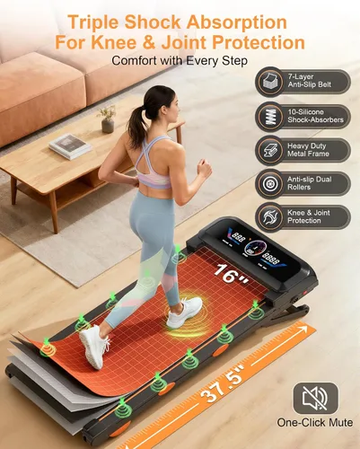 Miniatura 6 de Walking Pad with 10% Incline & Handle Bar, Low Noise Walking Pad Treadmill for Home Small, Rayspace 3.5HP Treadmill with Incline, 4 in 1 Portable