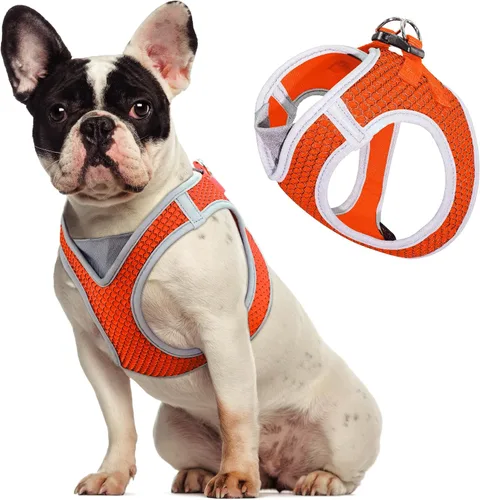 Miniatura 10 de KZA308 Arnés reflejante con cuello en V de malla para perro, sin jalones, facilita el paseo, ajuste rápido, cómodo, con velcro ajustable