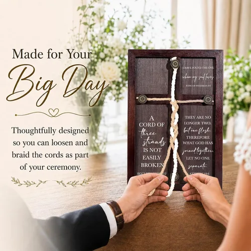 Miniatura 2 de Letrero de ceremonia de boda con un cordón de tres hebras, 15 x 10 pulgadas de cuerda de unidad de madera para boda, idea de ceremonia de unidad
