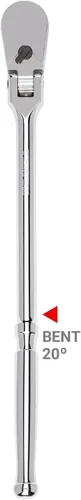 Miniatura 12 de TEKTON Trinquete de liberación rápida de 3/8 pulgadas x 12 pulgadas con cabeza flexible y mango curvo largo SRH33112