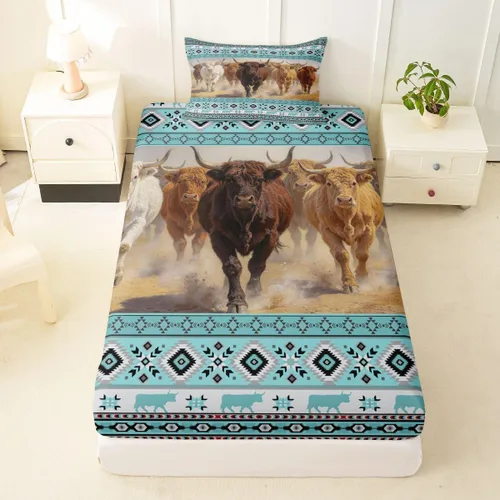 Miniatura 39 de Erosebridal Southwestern - Sábanas de cama bohemias aztecas, tamaño individual, sábanas hippie de cachemira, ropa de cama de estilo exótico, funda