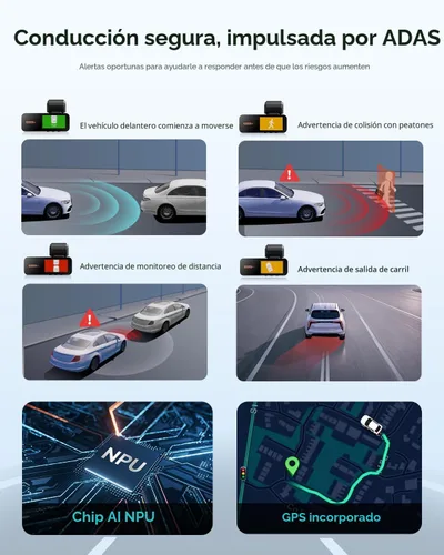 Miniatura 8 de BOTSLAB Cámara de tablero 4K delantera y trasera, cámara de tablero ultra ancha de 170° 4K+2K con ADAS, visión nocturna, modo de estacionamiento