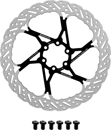 Miniatura 19 de BUCKLOS - Rotor de freno de disco MTB de 140 mm, 160 mm, 180 mm, 203 mm con 6 pernos, rotores de freno de bicicleta de acero inoxidable con Plateado