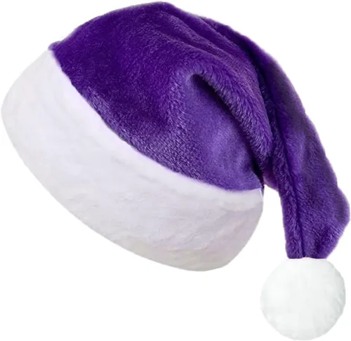 Sombrero de Navidad de Papá Noel morado de felpa para adultos, sombrero de Navidad de terciopelo morado de felpa para mujeres y hombres, suministros