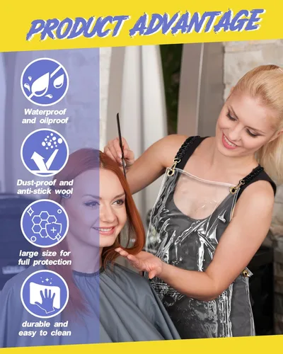 Miniatura 5 de Xtinmee Delantal transparente transparente para estilista, impermeable, para peluquería, trabajo, con bolsillo para peluquería y uñas, 2