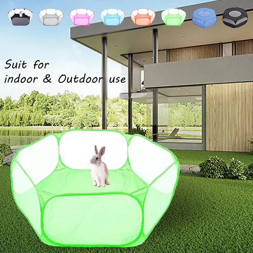 Miniatura 6 de Corralito para animales pequeños, tienda de campaña interactiva emergente portátil para mascotas, valla interior y exterior para conejos, conejillos