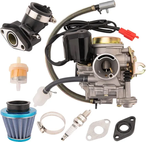 GY6 - Carburador de 50 cc para scooter de 49 cc y 50 cc, carburador de 4 tiempos de alto rendimiento 139QMB con colector de admisión, se adapta al