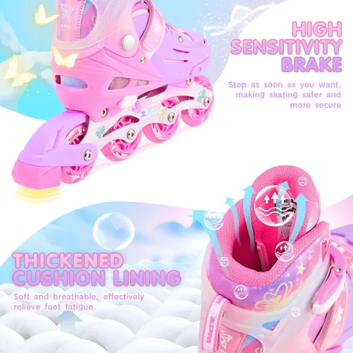 Miniatura 4 de 2PM SPORTS Patines en línea para niños y niñas de edades 5-8, 8-12, 3-5, 4-8, 6-12 con ruedas que se iluminan, patines de ruedas ajustables