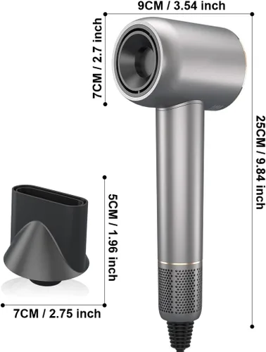 Miniatura 3 de Secador de pelo – 110000 RPM de alta velocidad sin escobillas motor negativo secador de soplado iónico negativo para secado rápido, secador de pelo