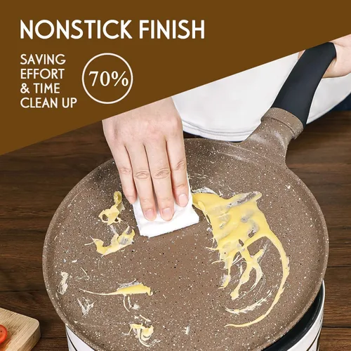 Miniatura 4 de DIIG Sartén antiadherente para crepas de 11 pulgadas con espátula esparcidora, sartén para panqueques antiadherentes para cocinar, plancha marrón