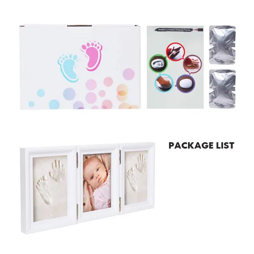 Miniatura 4 de Kit de huellas de manos para bebés y marco de fotos para niños o recién nacidos, caja de recuerdos para niños y niñas (marco de café clásico, blanco)