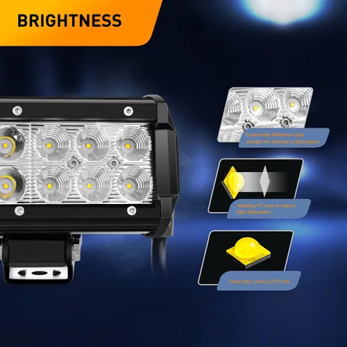 Miniatura 5 de GOOACC Barra de luz LED de 12 pulgadas, 72 W, combo de inundación de puntos, luces de conducción todoterreno, lámpara de trabajo con arnés