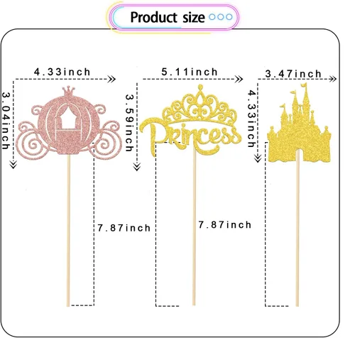 Miniatura 3 de 12 piezas de decoración de mesa de princesa, corona de princesa, centros de mesa de princesa para mesas, castillo de princesa, suministros de fiesta