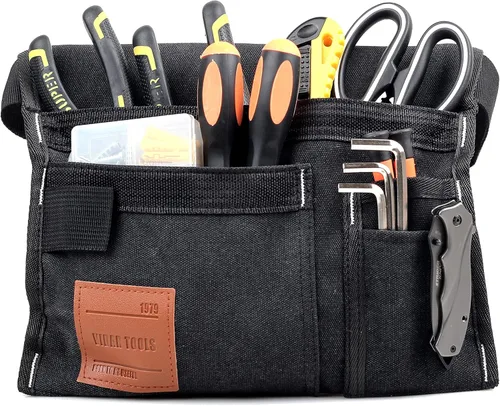 Miniatura 4 de VIDAR TOOLS Bolsa de cinturón de herramientas de 6 bolsillos de un solo lado/cinturón utilitario/delantal de trabajo para carpintero y jardinero.