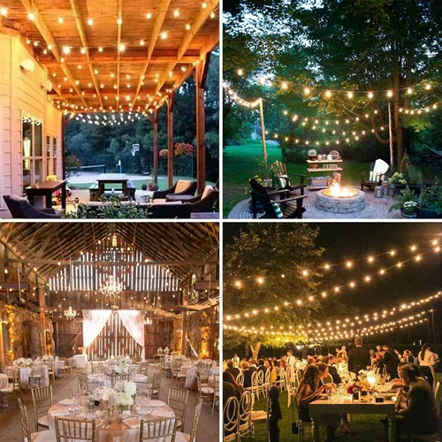 Miniatura 7 de Achin - Cadena de luces para exteriores de 100 pies G40 Globo de patio, luces LED impermeables al aire libre con 50+2 bombillas LED irrompibles