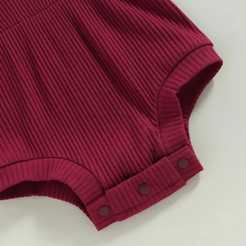 Miniatura 42 de Traje de verano para niña pequeña, de manga corta, acanalado, overol liso, pantalones cortos, ropa para recién nacidos