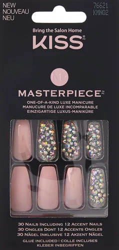 Miniatura 2 de KISS Masterpiece - Manicura de lujo única en su tipo, uñas postizas acrílicas premium con pegamento de gel rosa para uñas, palito de manicura, mini
