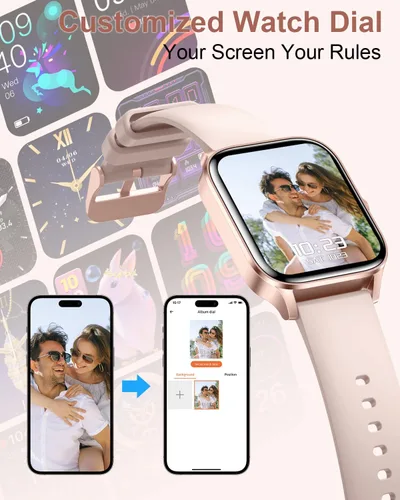 Miniatura 5 de Reloj inteligente para hombres y mujeres, rastreador de fitness HD de 1.85 pulgadas (respuesta/hacer llamadas/mensajes), más de 130 modos deportivos