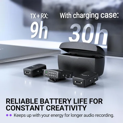 Miniatura 5 de FIFINE Micrófono Lavalier Inalámbrico para iPhone/Android/Cámara, Sistema de Micrófono de Solapa Inalámbrico de 2 Unidades para Grabación de Vlog