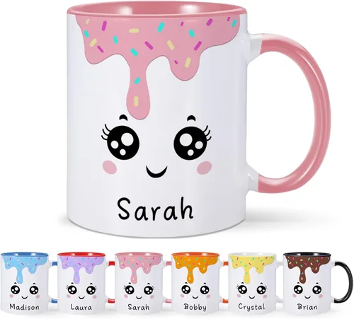 Miniatura 11 de COLBEAR Tazas de Navidad con nombre personalizado, taza de café de Navidad para niños, taza de chocolate caliente, taza de cacao caliente, taza