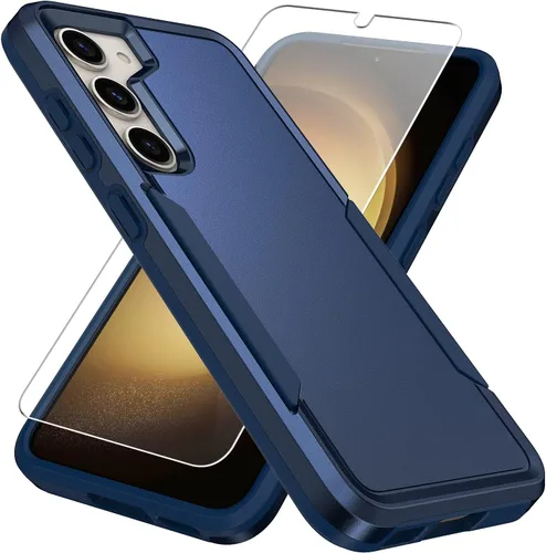 Miniatura 10 de Funda para Samsung Galaxy S23 con protector de pantalla HD, doble capa de grado militar probada contra caídas, resistente, a prueba de golpes, Negro