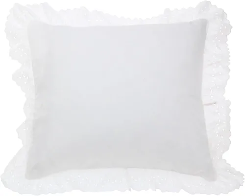 Nuevas ideas Anilla Ruffled almohada 2 unidades Sham, Algodón, Blanco, Europeo