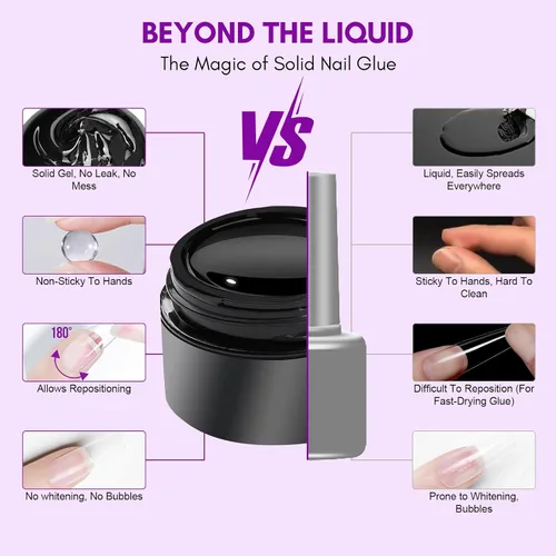 Miniatura 4 de Makartt Gel de pegamento sólido para uñas: pegamento de uñas de gel extra fuerte para uñas a presión y puntas falsas, pegamento de uñas fuerte