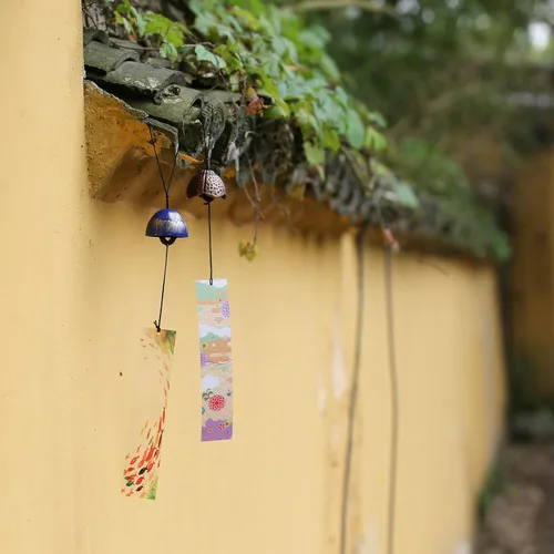 Miniatura 3 de Borlas de campanilla de viento japonesa atrapador de viento aleatorio, 5 tarjetas de PVC, accesorios para campana de viento japonesa de hierro