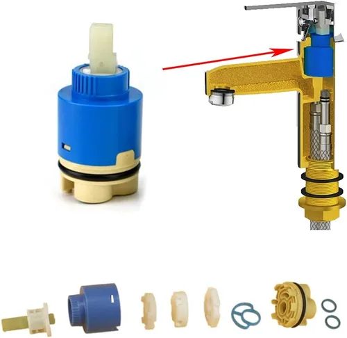 Miniatura 6 de Cartucho de repuesto para válvula de grifo, cartucho de disco de cerámica para lavabo de cocina de una sola manija, piezas de grifo de baño