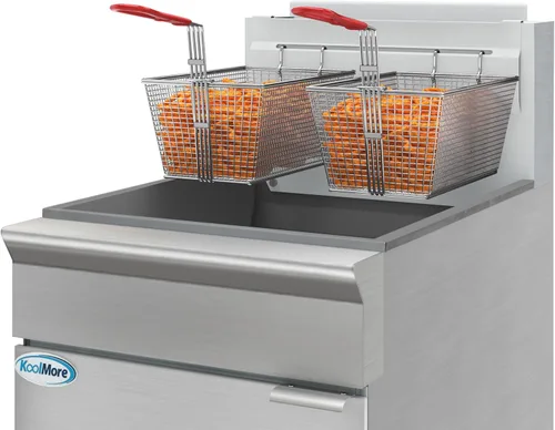 Miniatura 3 de KoolMore Freidora comercial de propano líquido de pie de 75 libras con 150,000 BTU en acero inoxidable, certificación ETL (KM-FDF75-LP)