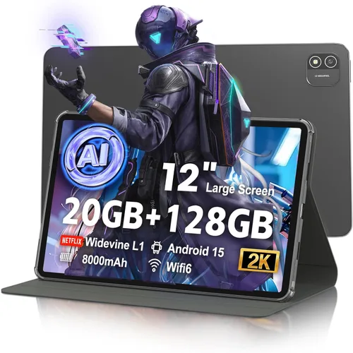 Miniatura 10 de Tablet Android 15, Tablet de 11 Pulgadas con 8000 mAh, Octa-Core, 20 GB RAM 128 GB ROM Expansión de 1 TB, 1920x1200, 5MP+8MP, WiFi 2.4G/5G, Soporte