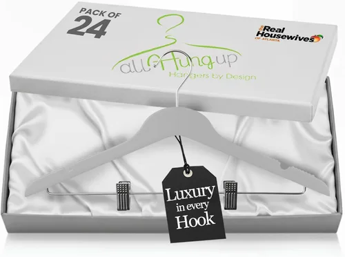 Miniatura 18 de All Hung Up - Perchas delgadas de plástico con clips, diseño que ahorra espacio con agarre antideslizante, duraderas para el uso diario