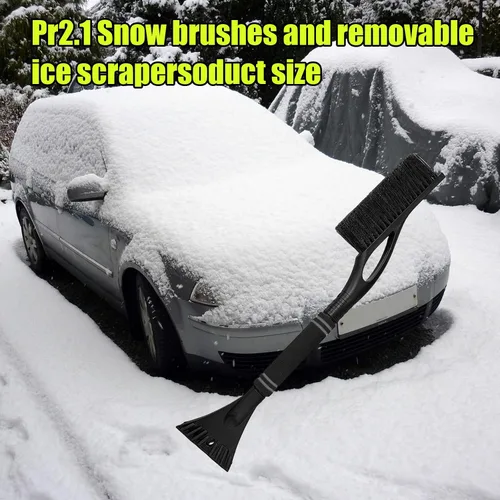 Miniatura 5 de Dickno Rascador de nieve y cepillo para coche de 24 pulgadas, rascador de hielo sin rayones desmontable con agarre de espuma ergonómico, herramienta