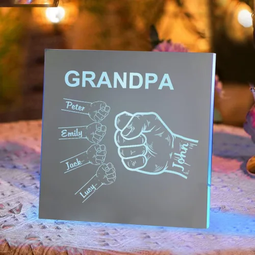 Miniatura 2 de Espejo personalizado con nombre del puño, letrero del día del padre, espejo acrílico personalizado de 1 a 10 nombres, espejo de pared para abuelo