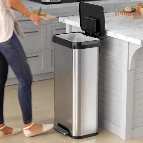 Miniatura 2 de iTouchless SoftStep EXP - Cubo de basura con pedal de 20 galones, con filtro de olores AbsorbX, basurero de acero inoxidable con plástico a prueba