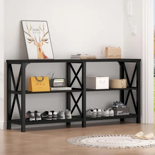 Miniatura 9 de LVB - Mesa de sofá de estilo granja, mesa consola rústica para sala de estar, mesa de entrada con almacenamiento, mesa de entrada para vestíbulo