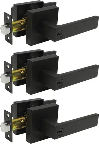 Miniatura 19 de Probrico Paquete de 4 manijas de puerta simuladas en negro mate, manijas interiores que no giran, manijas reversibles resistentes para interiores