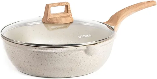 Miniatura 8 de CAROTE Sartén Antiadherente Profunda de 10 Pulgadas para Freír con Tapa, Sartén Jumbo de 4.5 Cuartos para Saltear con Pico Vertedor, Sartén