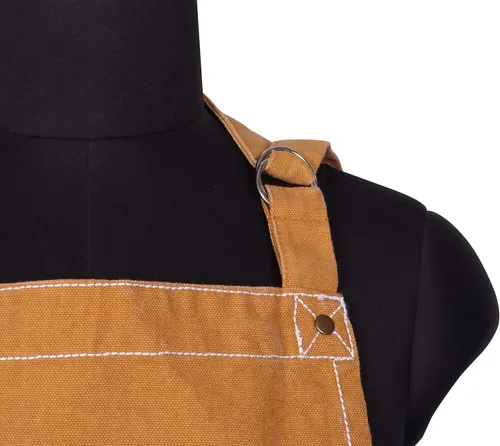 Miniatura 5 de AMOUR INFINI Delantales de algodón sólido para mujer con bolsillo, correa ajustable y lazos en la cintura, delantales de chef lavados para cocinar