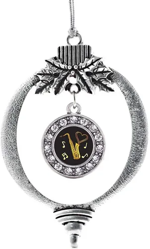 Miniatura 49 de Inspired Silver - Twin One - Adorno festivo de Navidad de plata - Adorno festivo de árbol de Navidad con dije de círculo y circonita cúbica